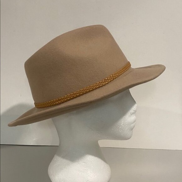 Tan Wool Fedora Hat with Rope Detail, Size 57cm, Classic Casual Style - Picture 4 of 13